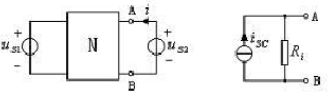 图示电路中，网络N只含电阻和受控源，当us1=20V，us2=0时，i=-5A;当us1=0，us2