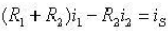 图示电路中，回路1正确的回路电流方程为()。
