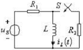 图示电路中，us=40V，L=1H，R1=R2=20Ω。换路前电路已处稳态，开关S在t=0时刻接通，