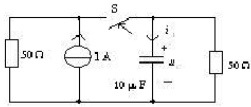 在图示电路中，开关S在t=0瞬间闭合，若uC（0-)=0V，则uC（0+)=（)。在图示电路中，开关