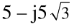 一个复数的极坐标是10∠-60°，则它的代数式是（)。