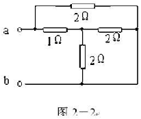 图2-2所示无源单口网络电路中，ab间等效电阻Rab=()。