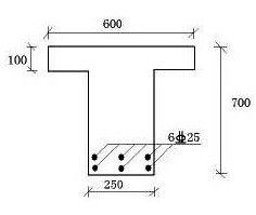钢筋混凝土T形截面梁，截面尺寸和配筋情况（架立筋和箍筋的配置情况略)如下图所示。混凝土强度等级为C3